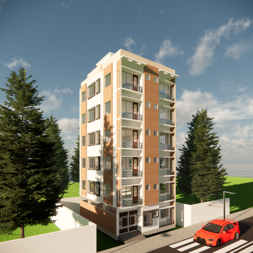 6-storied residential building in Boardbazar, Gazipur, designed for Monir Hossain.