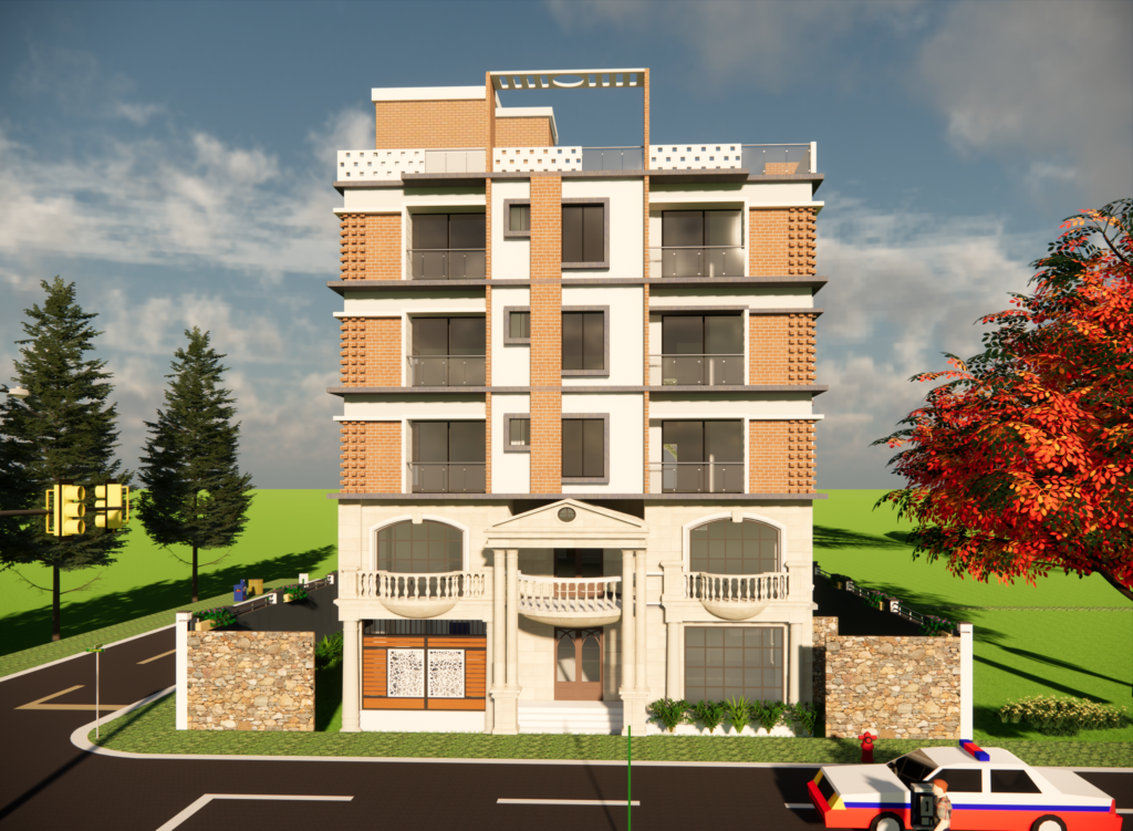 Front view of Jahangir Complex, a 5-storied residential building in Moulvibazar, Sylhet