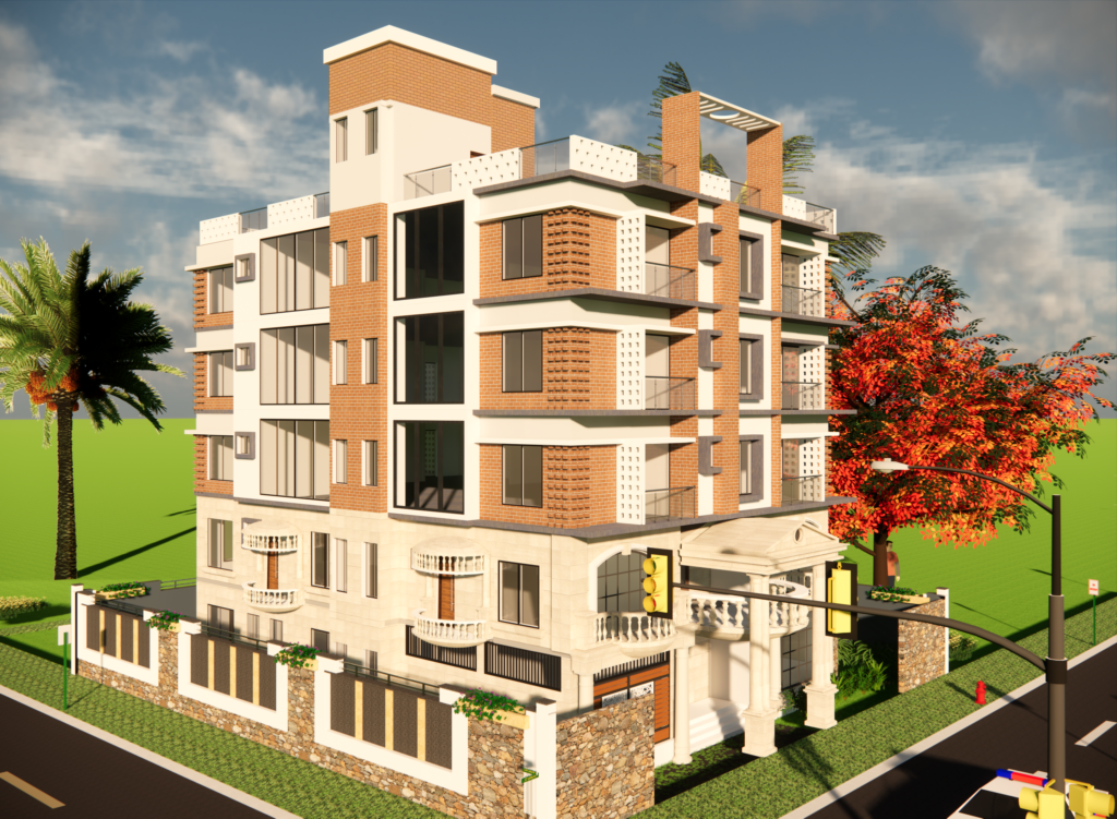North-East view of Jahangir Complex, a 5-storied residential building in Moulvibazar, Sylhet