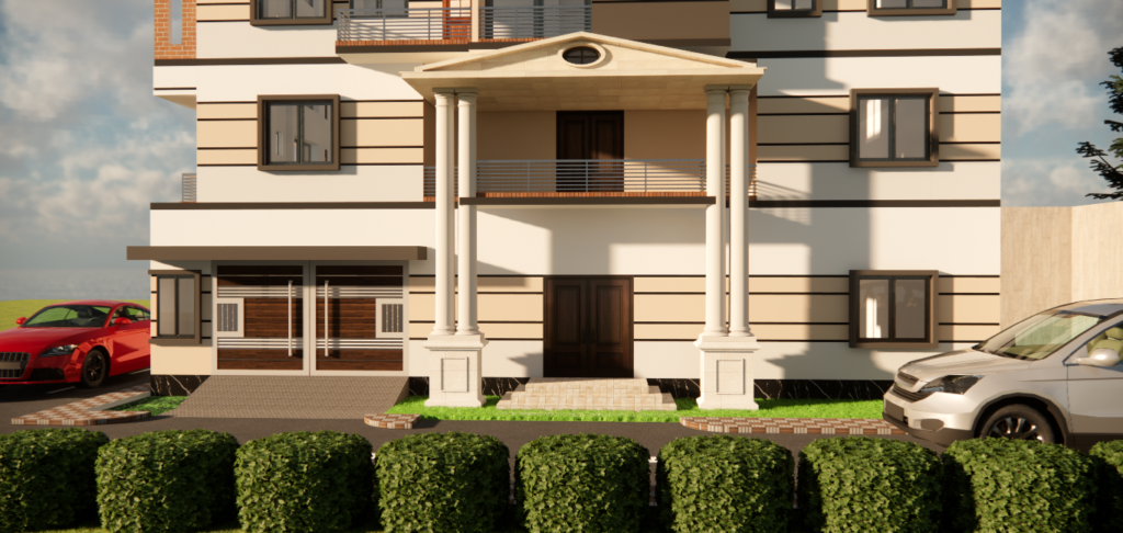 Front view of a 6-storied residential building in Sagofta, Mirpur-12, Dhaka